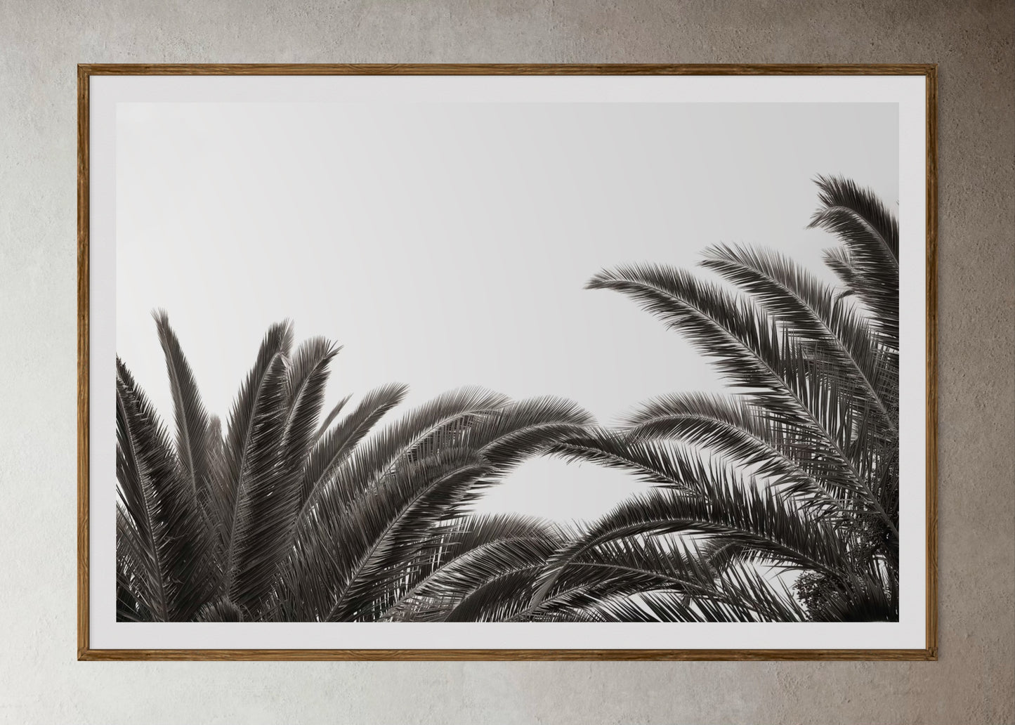 Natural Wood Kiaat framed artwork of palm leaves by Francoise V Fine Art Gallery in Cape Town, South Africa