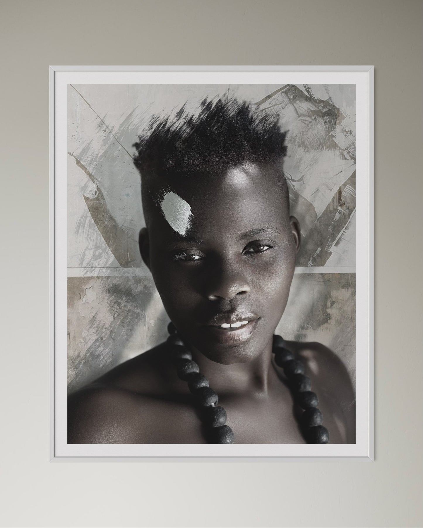 White box-framed artwork print of a portrait of a beautiful woman by Francoise V Fine Art Gallery in Cape Town, South Africa