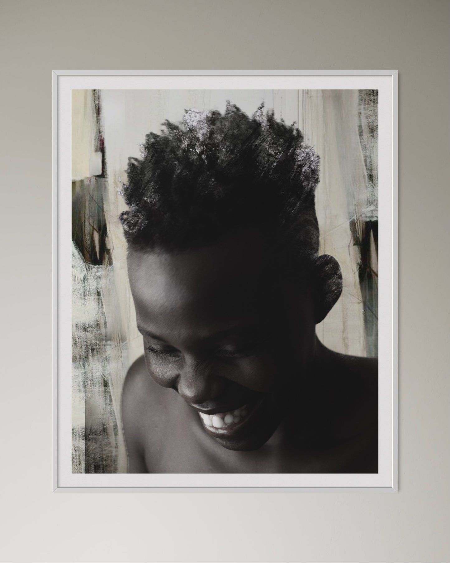 White box-framed artwork print of a portrait of a beautiful woman by Francoise V Fine Art Gallery in Cape Town, South Africa