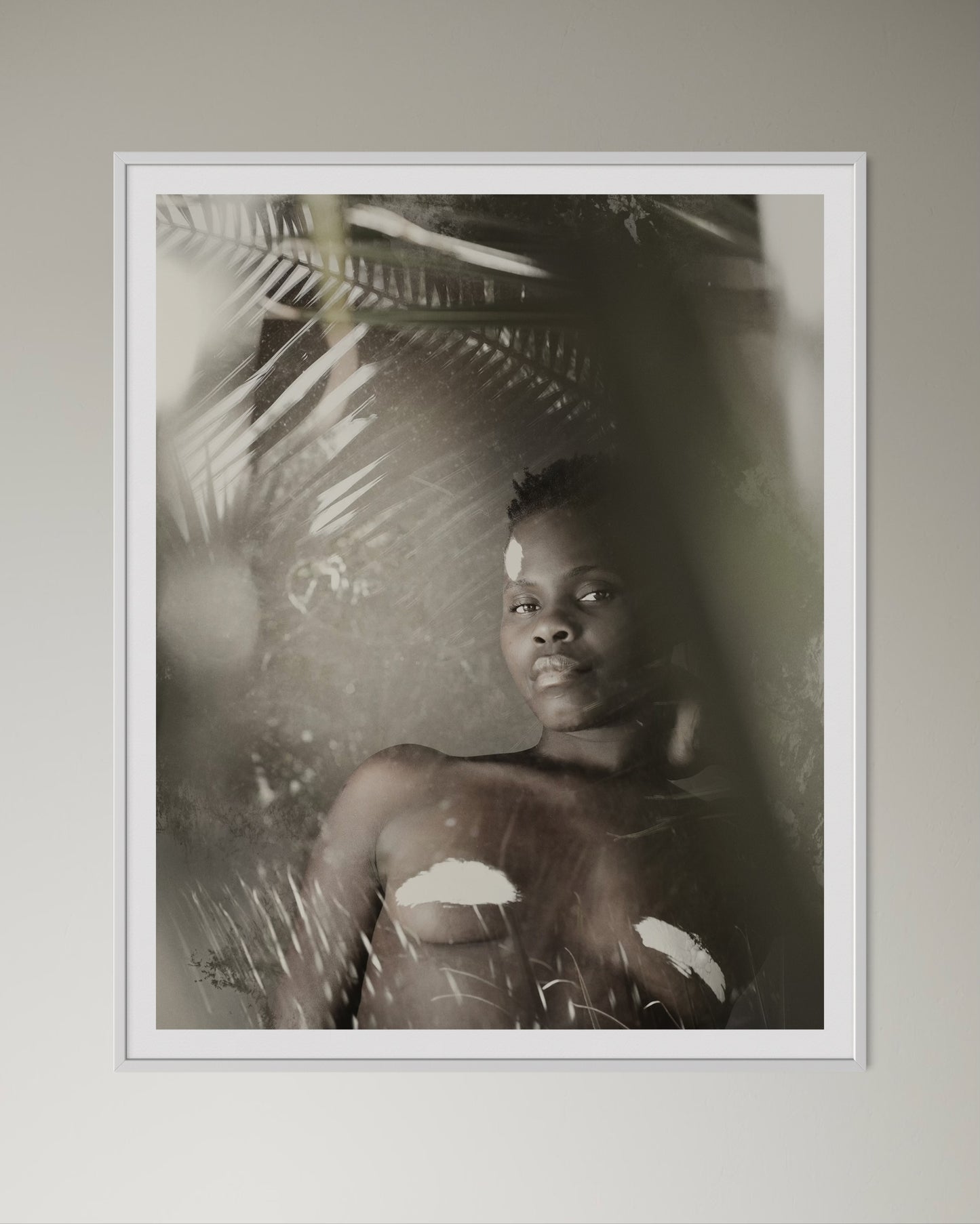 White box-framed artwork print of a portrait of a beautiful woman by Francoise V Fine Art Gallery in Cape Town, South Africa