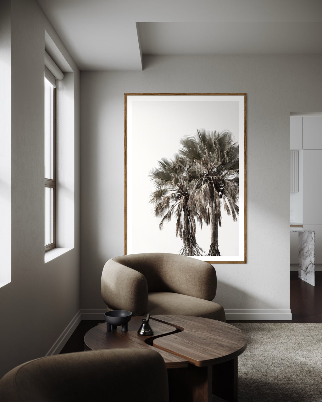Modern interior featuring a framed artwork of v with a clear sky by Francoise V Fine Art Gallery in Cape Town, South Africa