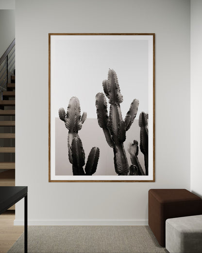 Modern interior featuring a framed artwork of a cactus by Francoise V Fine Art Gallery in Cape Town, South Africa