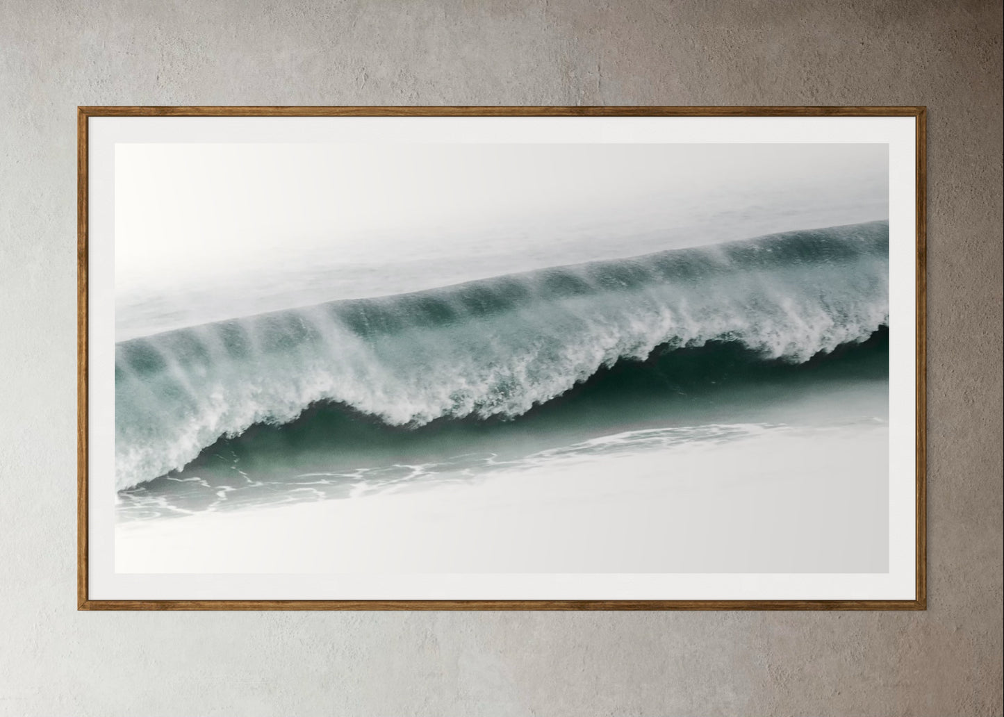 Natural Wood Kiaat framed photo of a wave crashing in the ocean by Francoise V Fine Art Gallery in Cape Town, South Africa