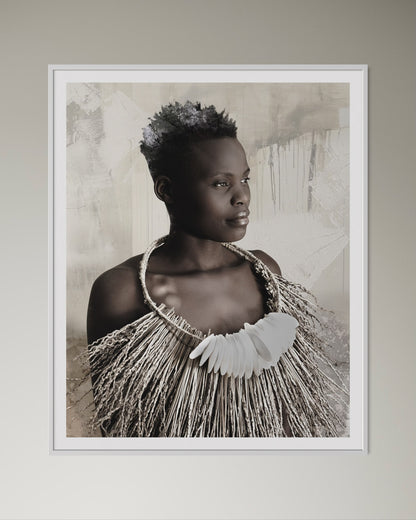 White box-framed artwork print of a portrait of a beautiful woman by Francoise V Fine Art Gallery in Cape Town, South Africa
