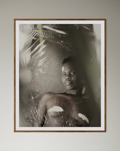 Natural Wood Kiaat framed artwork of a portrait of a beautiful woman by Francoise V Fine Art Gallery in Cape Town, South Africa