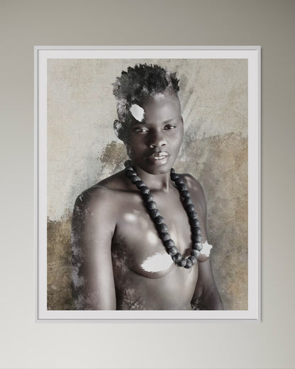 White box-framed artwork print of a portrait of a beautiful woman by Francoise V Fine Art Gallery in Cape Town, South Africa